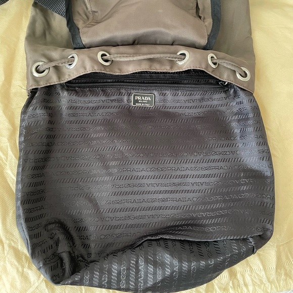 Prada Mini Back pack in nylon with leather (Olive Green) - Picture 7 of 8